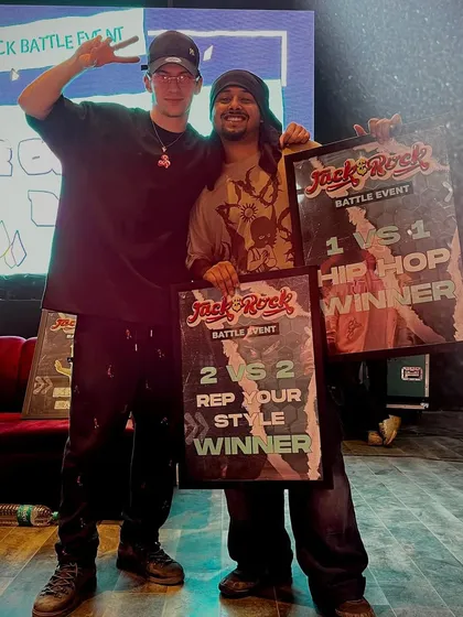 A double win at the Jack & Rock battle event. I won the solo hip-hop category and the 2v2 Rep Your Style category with my partner.