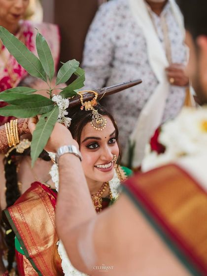 Another beautiful moment from the ceremony. The bride's makeup is waterproof and long-lasting, ensuring she looks perfect through all the rituals and emotions.