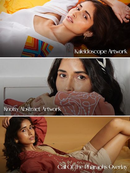There’s a little bit of art in everything we wear. This collage highlights the details that tell a story, from the Kaleidoscope artwork to the Knotty Abstract design.