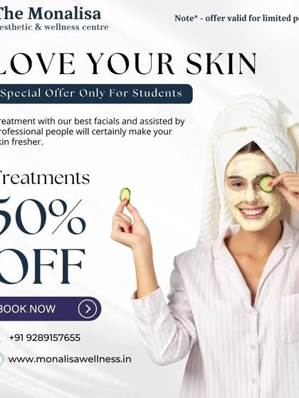 We love our students. This special offer gives students 50% off our best facials, all performed by our professional team to make your skin fresher than ever.