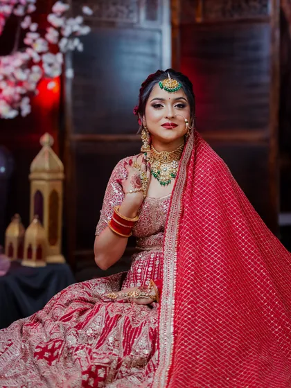 A confident and regal pose, perfect for a bridal portfolio.