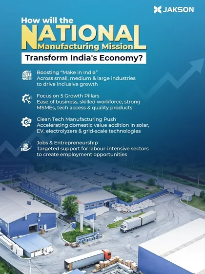India's National Manufacturing Mission is set to transform the economy by boosting 'Make in India', focusing on clean tech, and creating jobs. We are ready to contribute to this mission with our cutting-edge solutions in solar, electrolyzers, and grid-scale technologies.