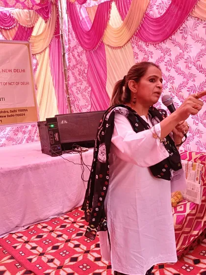 Hosting is about connecting with a purpose. Here I am addressing a gathering for our NGO, Yuva Awaz Samaj Ki Shakti, during the Maharishi Valmiki Jayanti celebrations. Whether the audience is corporate or community, I deliver the message with passion and clarity.