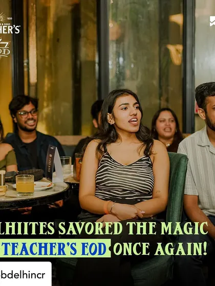 The audience at a Teacher's EOD event, completely engrossed in the performance. These events, in partnership with LBB Delhi, are all about creating a premium, relaxed, and magical atmosphere.