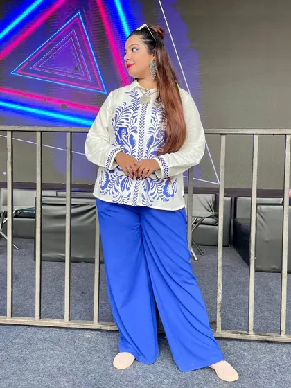 My 'Indi-Fusion' look for hosting the Holi festival. The outfit needs to be practical for a color festival but still stylish and reflective of my personality.