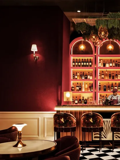 This view shows a bartender in action, adding a human element and a sense of life to the bar visualization.