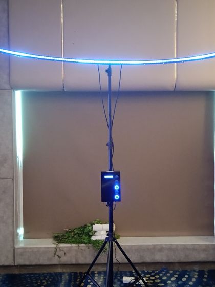 This is a clean look at the Catch the Baton game structure itself. The setup is professional and includes an LED light bar that adds to the visual appeal, especially for evening events. I handle the complete installation.