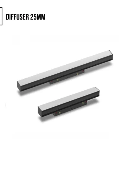 The Magnetic Track Diffuser 25mm provides soft, linear illumination. It's an excellent tool for creating ambient light within our flexible magnetic track system, complementing the focused beams of spotlights.