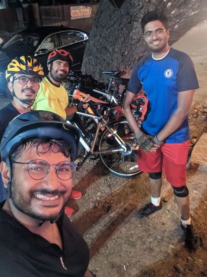 When a planned 50km ride to Hoskote turned into a 25km ride to Madiwala after a small mishap. We always stick together, and the detour led to new discoveries and snacks at a friend's place.