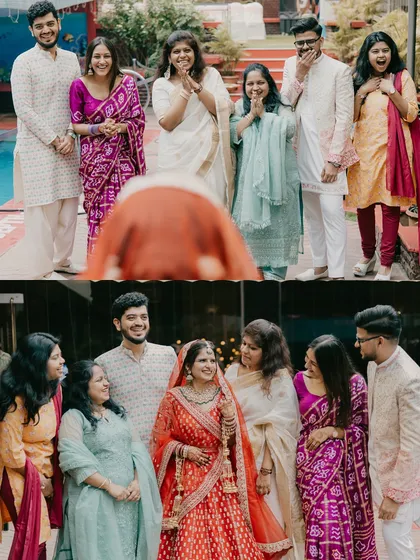 The heartwarming reactions of the bride's family as they see her in her wedding attire.