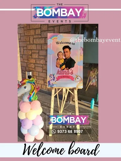 We also create custom welcome boards for all occasions. This unicorn-themed board was for a first birthday party, adding a personalized touch to the entrance.