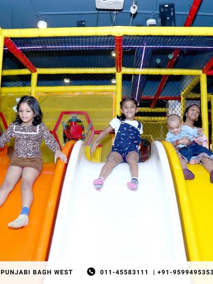 Three friends, three slides, triple the fun. Our multi-lane slides are perfect for kids to enjoy together.