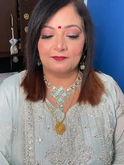 Another close-up of the final makeup, showing the beautiful eye work and lip color.