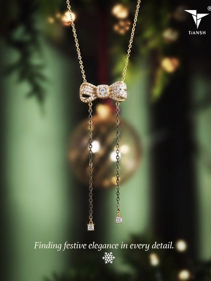 Not every festive piece needs to be bold. This diamond bow lariat necklace is meant to shimmer softly and stay close, offering festive elegance in every detail.