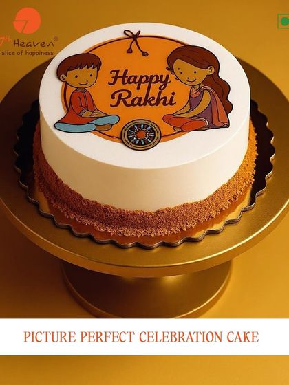 A picture-perfect cake for a picture-perfect bond. This "Happy Rakhi" celebration cake is a sweet and simple way to celebrate with your sibling.