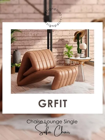 The 'GRFIT' chaise lounge chair. Its unique, ergonomic Z-shape and channel-stitched leatherette make it an incredibly comfortable and visually striking piece of furniture.