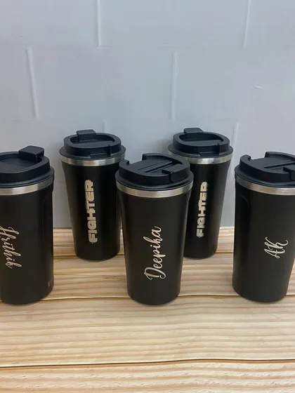 Custom-engraved coffee flasks for the lead cast of 'Fighter', including Hrithik Roshan and Deepika Padukone.