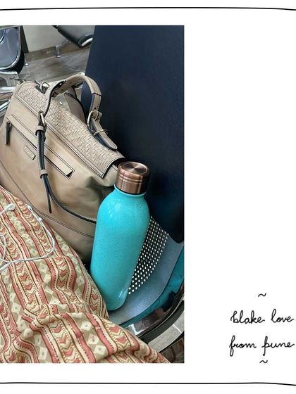 The Blake bag in Woven Oyster, ready for a day out. This neutral woven leather is incredibly versatile.