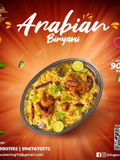 Experience the exotic flavors of Arabia with my Arabian Biryani. It's a sumptuous mix of fragrant rice and savory spices, available for ₹900 per kg.