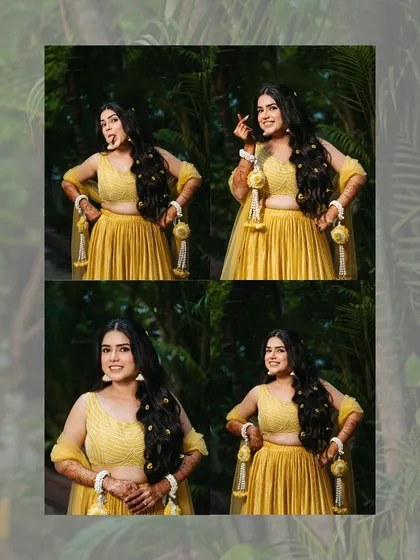 Another set of playful bridal portraits from the haldi ceremony. Her expressive poses and happy smiles are a delight to capture.