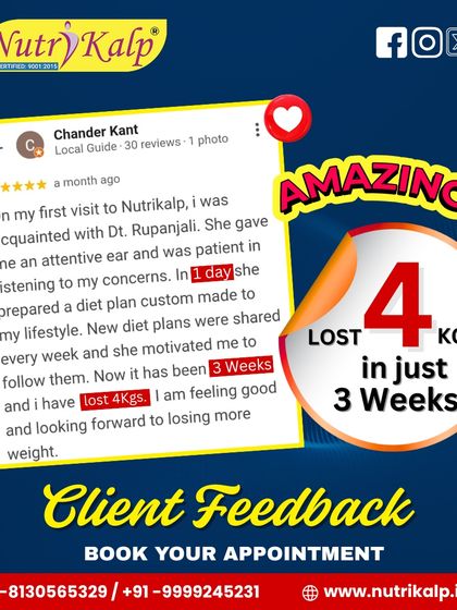This client lost 4 kgs in just 3 weeks. He was impressed by our attentive dietitian who created a personalized plan for his lifestyle on the very first day.