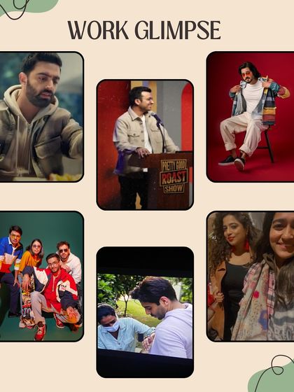 A work glimpse collage featuring some of the amazing people I've styled, including actors and comedians, on set and behind the scenes.