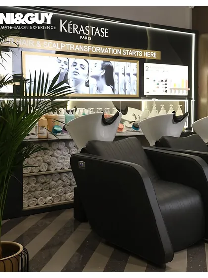 Our Kérastase treatment area at the GK-1 salon, where your hair and scalp transformation begins. We believe in providing a holistic and luxurious experience.