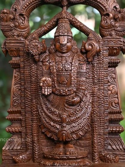 A close-up of the 19-inch Lord Balaji sculpture, showing the serene expression and detailed ornamentation.