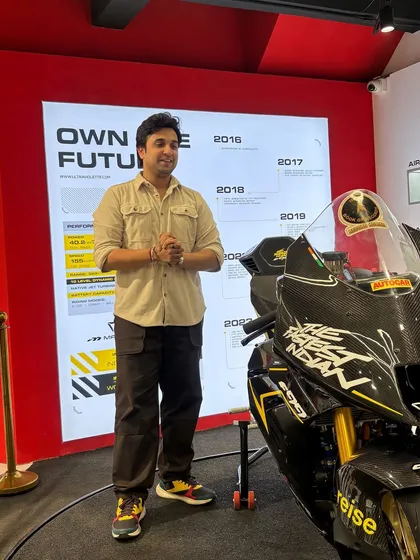 On stage at the Ultraviolette F99 showcase in Mumbai. I enjoy being the face of a brand at launch events, interacting with the audience, and representing cutting-edge products with energy and professionalism.