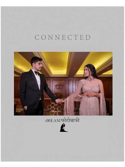 A simple and elegant image with the word "Connected," showing the couple holding hands, symbolizing the start of their journey.