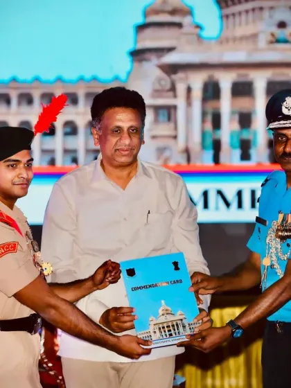 Mohammed Amaan Shariff receiving the Chief Minister's Commendation Award for his shooting achievements in the NCC. This prestigious award highlights the discipline and excellence we instill.