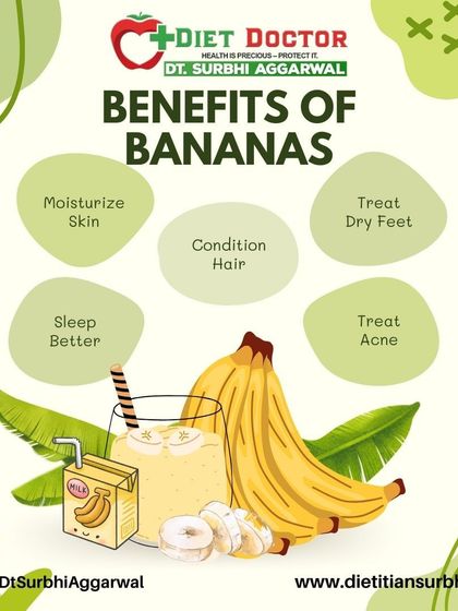 Bananas offer benefits beyond just energy. This graphic highlights their role in moisturizing skin, conditioning hair, and even promoting better sleep, making them a versatile part of a healthy diet.