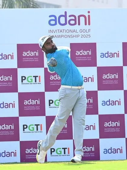 Arjun Prasad in action during the PGTI Adani Invitational, where he finished as the Runner-up. His powerful follow-through is a result of dedicated physical and technical training.