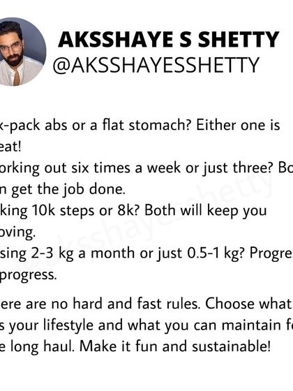 There are no hard and fast rules in fitness. Whether you do 10k steps or 8k, lose 2kg a month or 0.5kg, progress is progress. Choose what fits your lifestyle and what you can maintain for the long haul.
