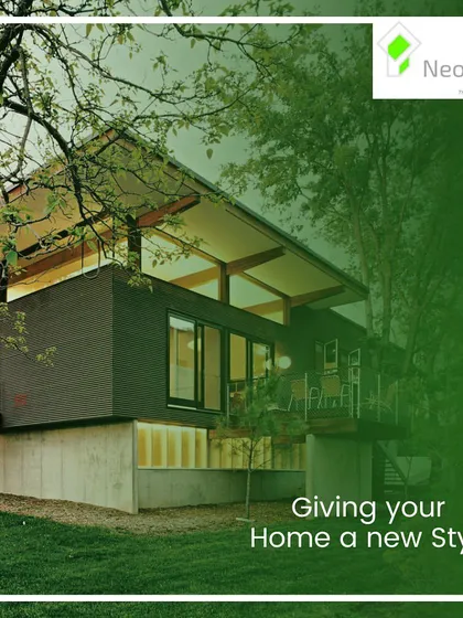 Giving your home a new style means harmonizing with nature. This concept features a home elevated on a concrete base, with a design that respects the surrounding trees and landscape.
