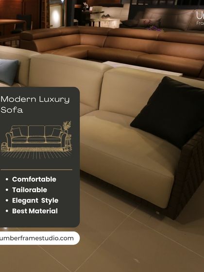 Experience the art of comfort and elegance with our modern luxury sofas, seen here in our experience center.