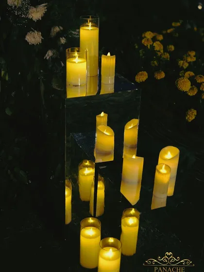 More of the beautiful candle arrangements that were placed throughout the venue to enhance the magical, starry night theme.