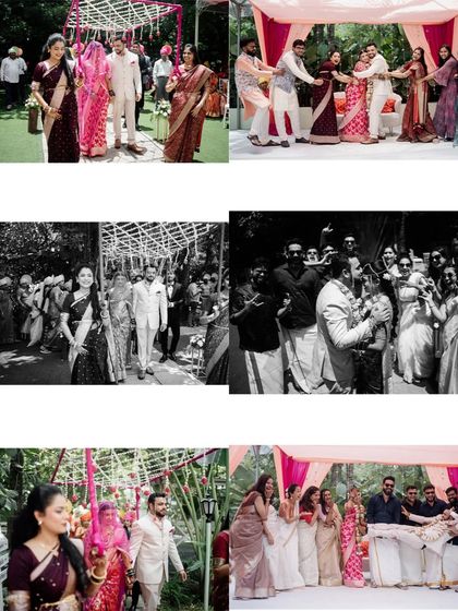 I have had the honor of hosting many beautiful South Indian weddings. The lush greenery and traditional decor elements, like floral arrangements and brass lamps, create an authentic and sacred atmosphere for the ceremony.