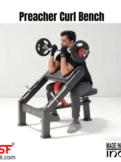 A user at the top of the curl, showing intense bicep engagement.