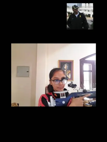 A screenshot from a one-on-one online coaching session, where our coach provides personalized feedback to a young shooter.