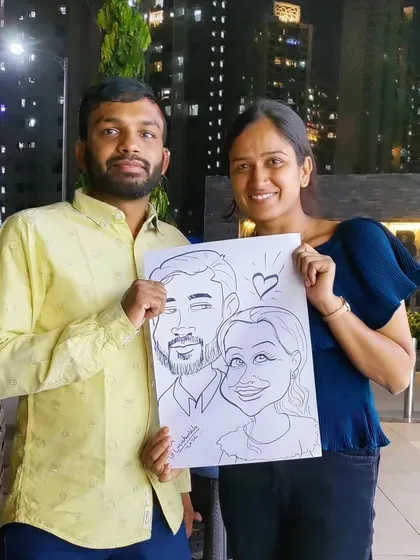 Capturing a special moment for a couple. This live caricature drawing makes for a unique and personal party favor that your guests will cherish long after the event is over.
