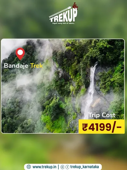 Our Bandaje trek package, priced at ₹4199. This trip includes trekking to the magnificent falls and exploring the surrounding Western Ghats.