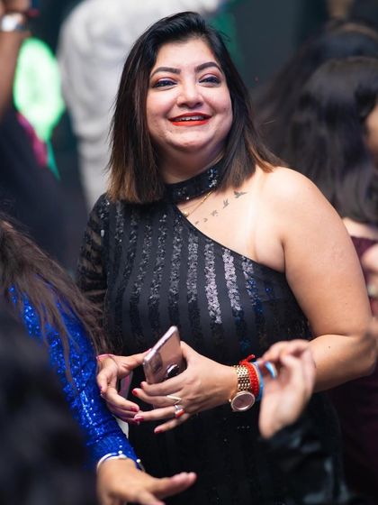 A happy smile from the New Year's Eve celebration.