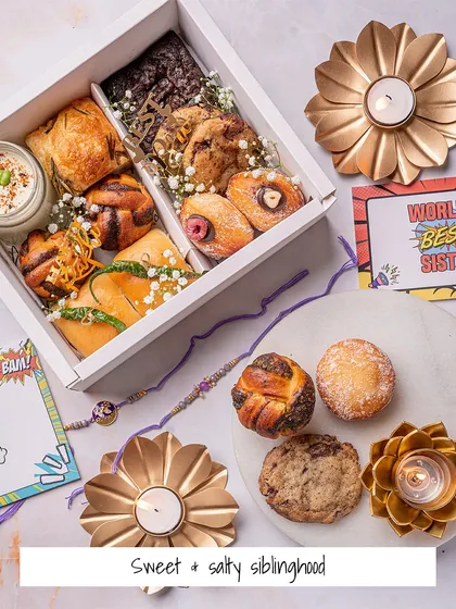 For the sibling relationship that's both sweet and salty. This Rakhi hamper is a mix of our best savory bites and sweet treats, reflecting the beautiful chaos of siblinghood.