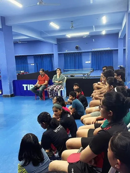 Building mental toughness is a core part of our curriculum. Our paddlers are actively engaged in a sports psychology session, learning techniques to sharpen focus and build resilience for high-pressure matches.