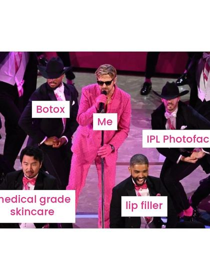 Just me, surrounded by my best supporting treatments: Botox, IPL Photofacial, medical-grade skincare, and lip filler.