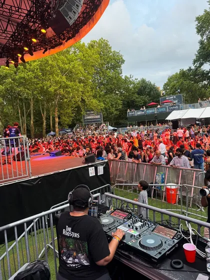 Another shot of the huge audience at SummerStage. I have experience managing the energy of very large crowds at outdoor festivals.