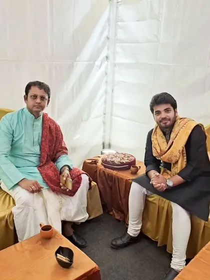Backstage at the Bishnupur Music Festival with Samanwaya Sarkar da. A quiet moment before going on stage.