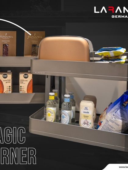 Enhance your kitchen with clever design. My magic corner solutions provide nifty functionality and smart storage that lasts for a long time.