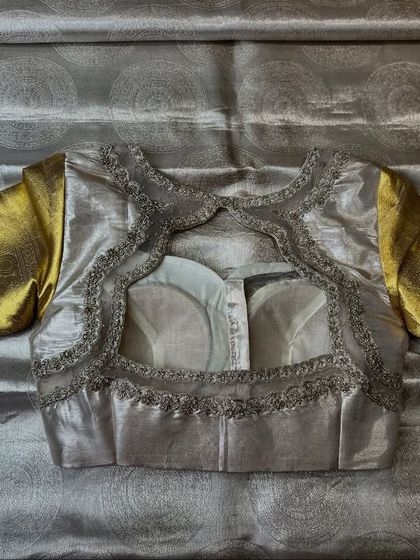 This collection showcases a variety of my custom blouse designs, from pastel engagement pieces to rich Kanjivaram pairings. Each one is uniquely crafted with different handwork techniques, fabrics, and cuts to match my client's vision.